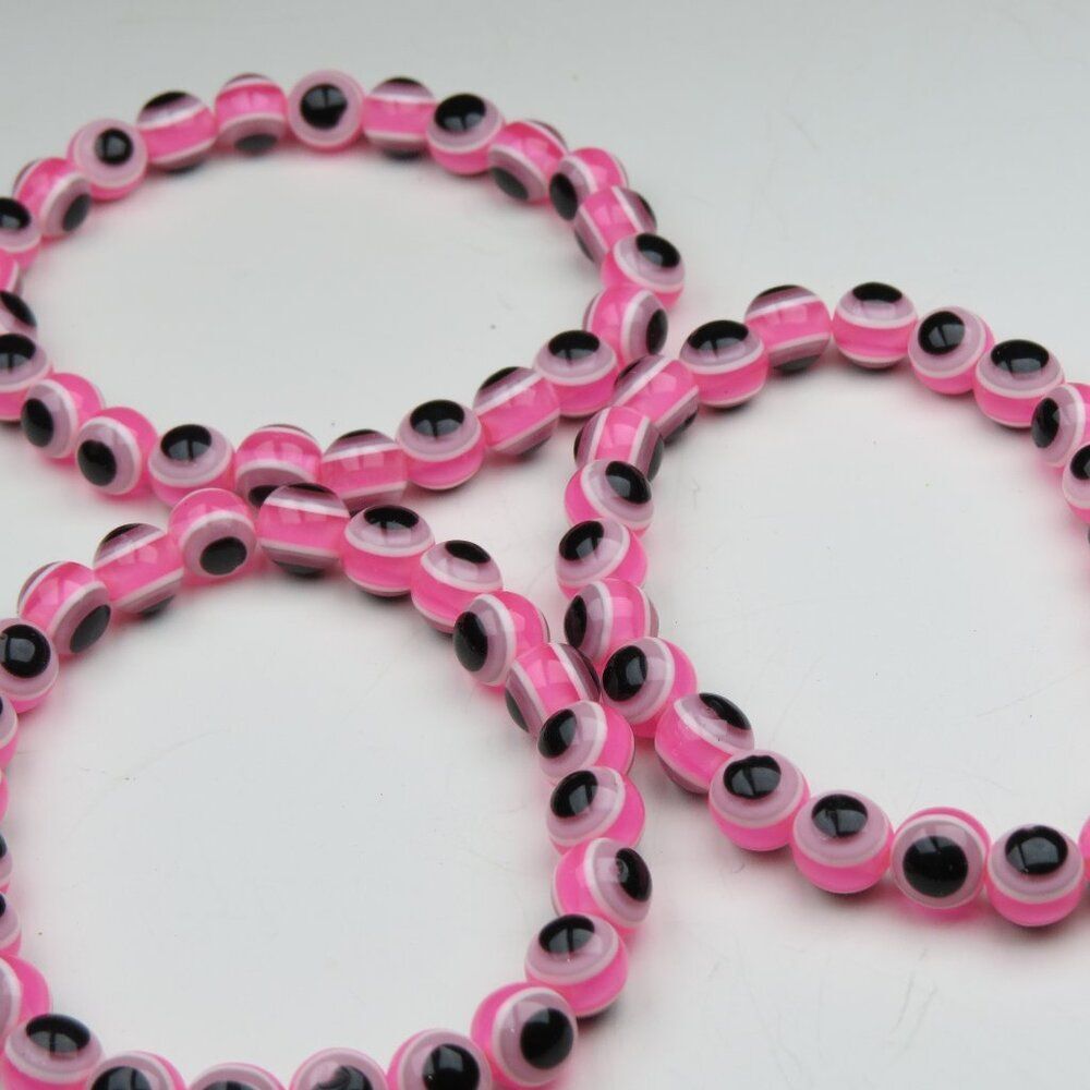 Good Luck Eye Pink Elastic Bracelet x 3 Pieces on sale